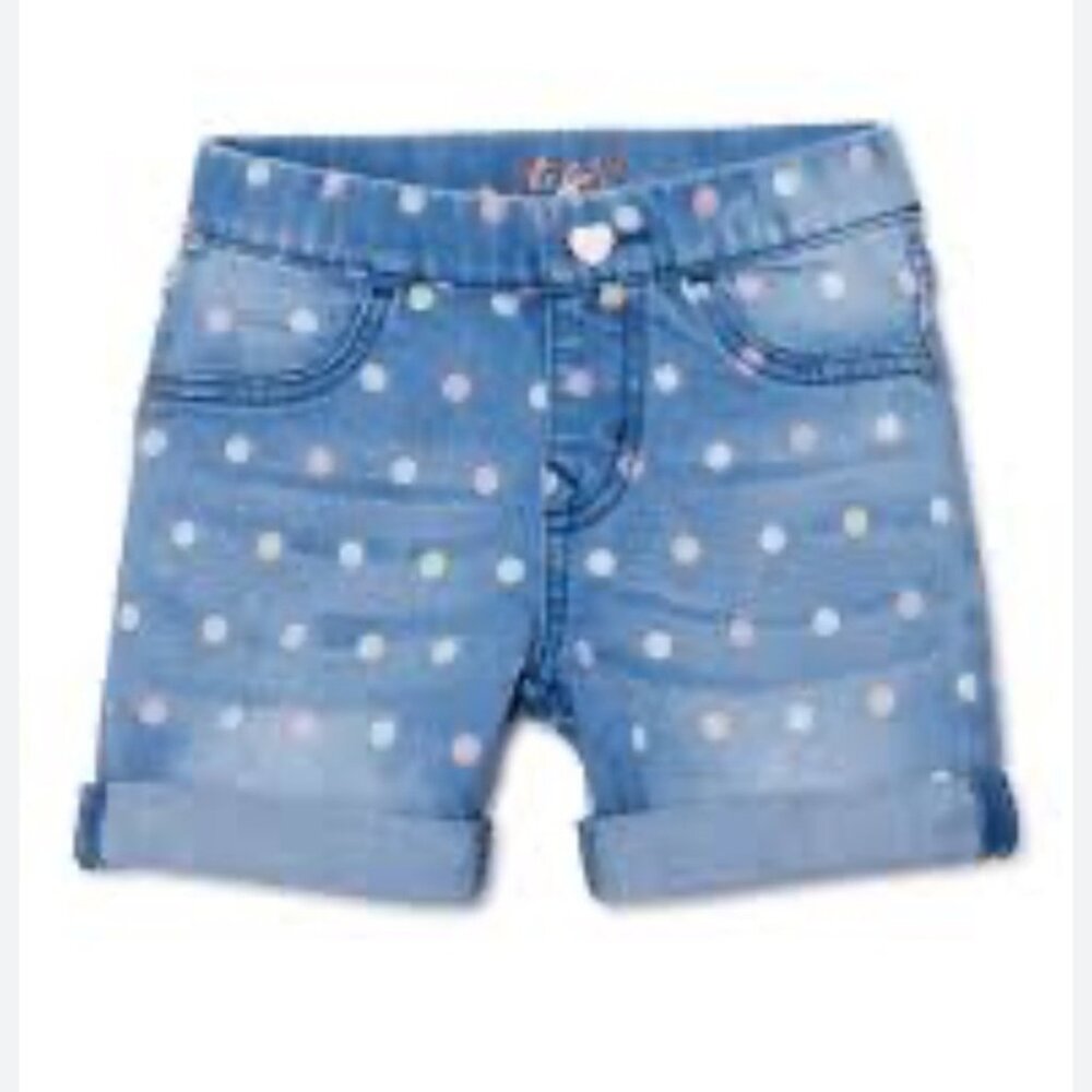 Girls Studio V Polka Dot Denim Shorts Size 8 Cotton Blend